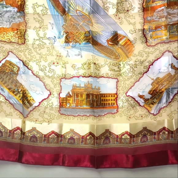 Elegant "Italian historical landmarks" Vivid Multicolor Scarf - Picture 5 of 6